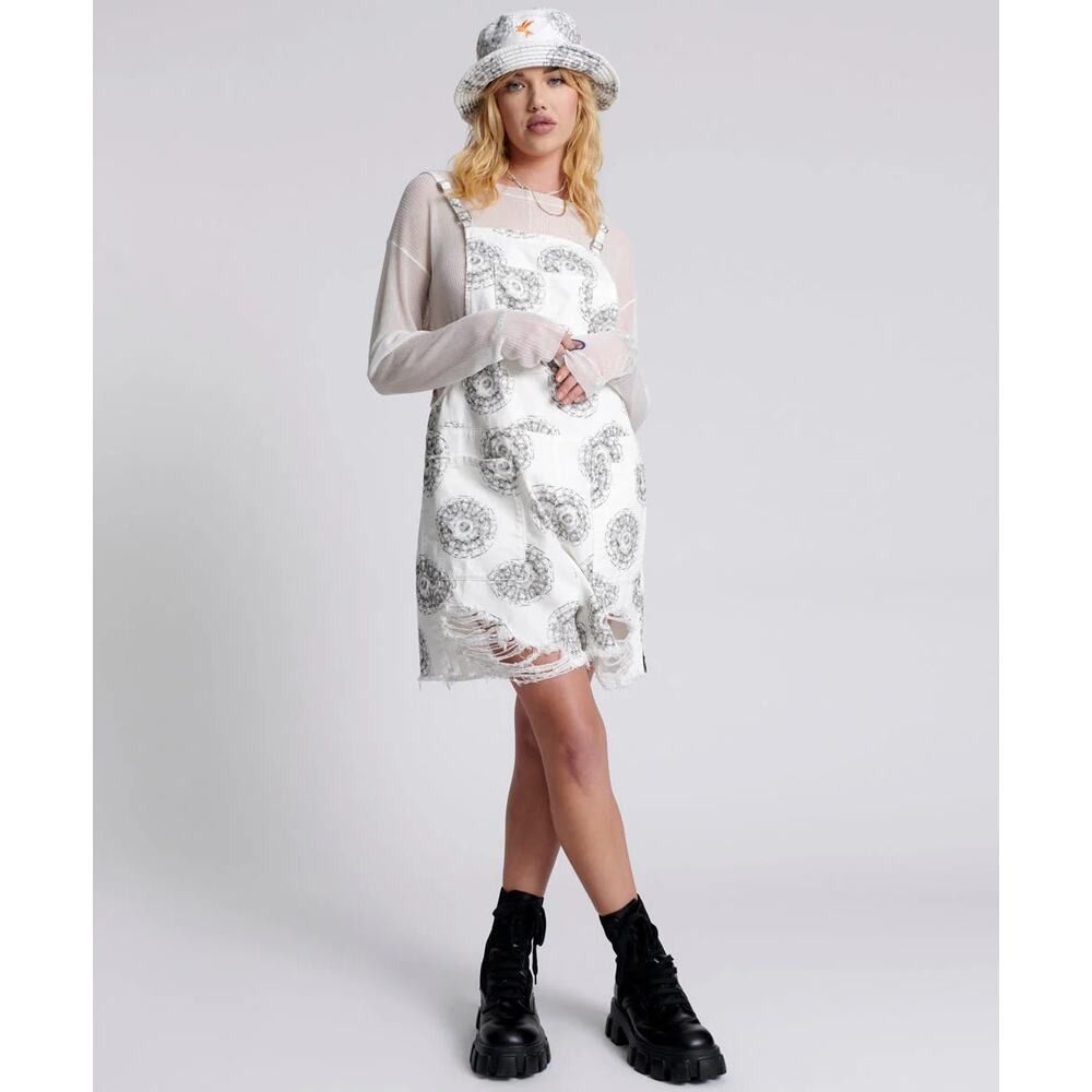 ONE TEASPOON CYMATIC PINI DENIM PLAYSUIT WH CYMATIC OVERALLS Sz:SM Ret$189 NWT‎